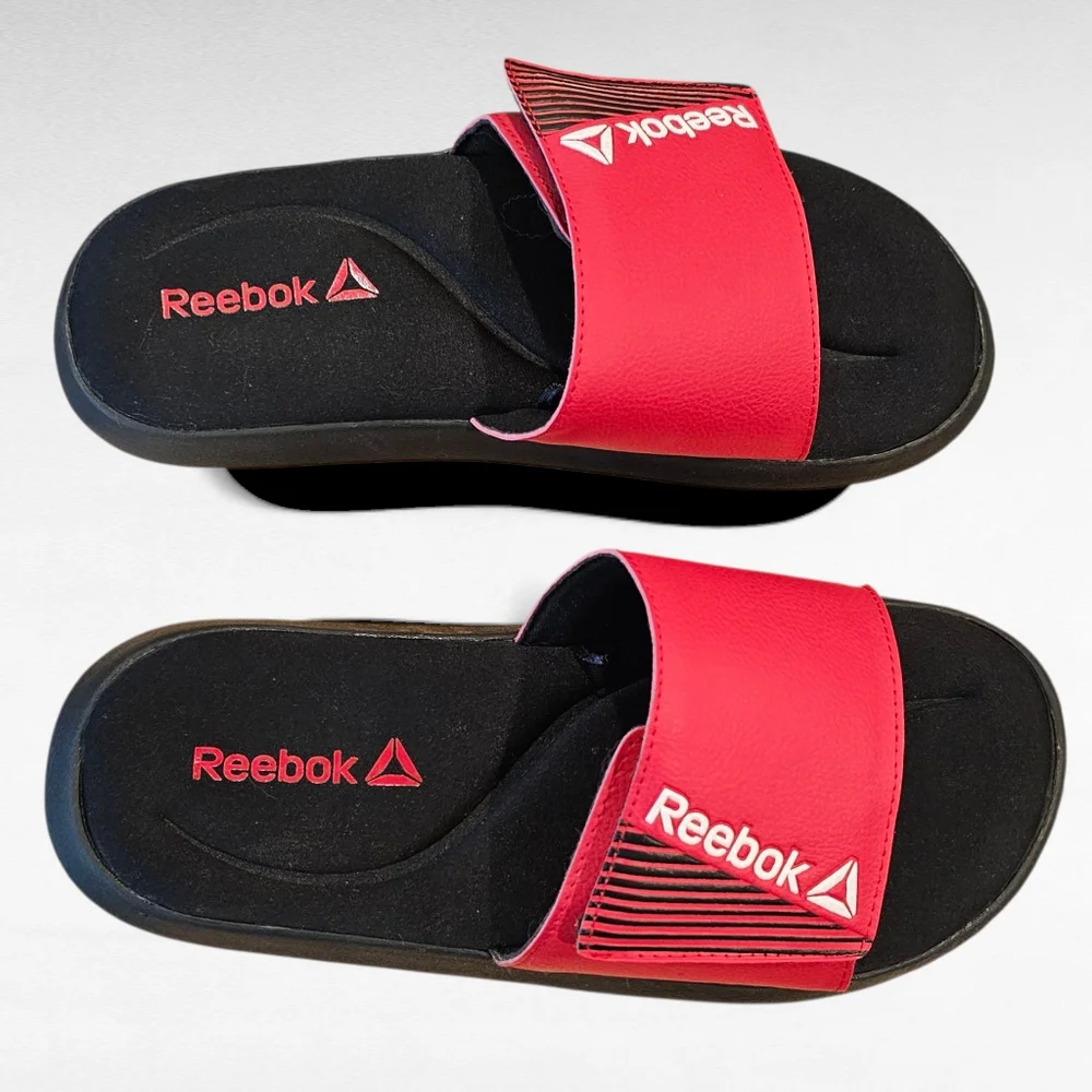 Reebok Men's Comfort Slides Red and Black Size 7